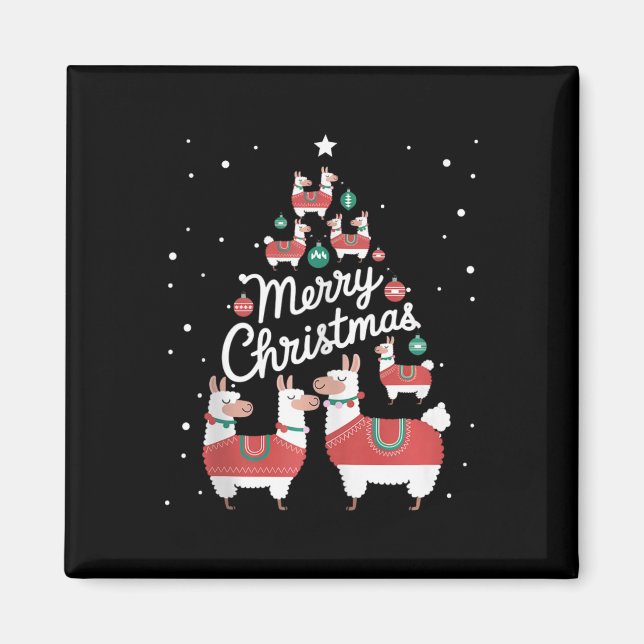 Imã Árvore de Natal Lama Xmas Tree Llamas (Frente)