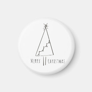 Imã Árvore de Natal Minimalista Linha Arte