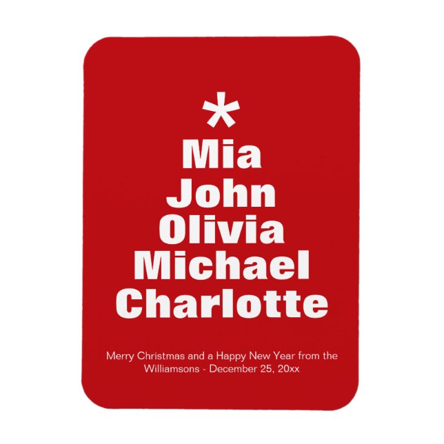 Ímã Árvore de Natal - nomes brancos e personalizados m (Vertical)