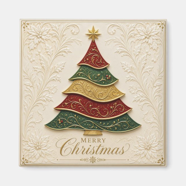 Imã Árvore de Natal Ornamentada a Ouro (Frente)