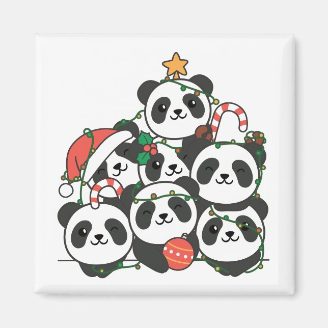 Imã Árvore de Natal Panda Engraçado Magneta de Natal A (Frente)