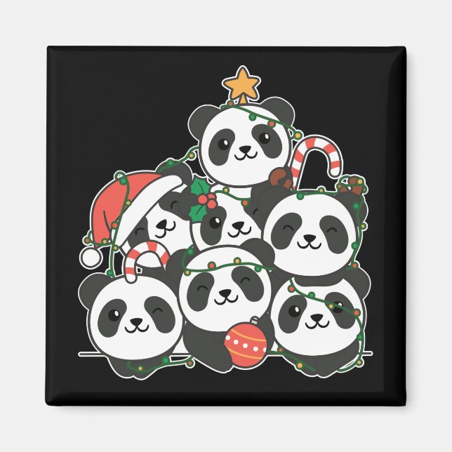 Imã Árvore de Natal Panda Engraçado Magneta de Natal A (Frente)