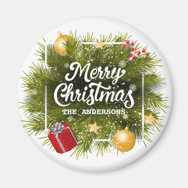 Imã Árvore de Natal Personalizada Elegante | Magnet (Frente)