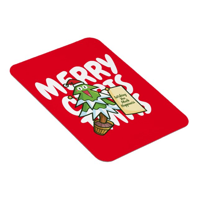 Ímã Árvore de Natal personalizável desejando felicidad (Lado Direito)