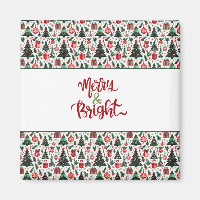 Imã Árvore de Natal, presentes, cana doce (Frente)