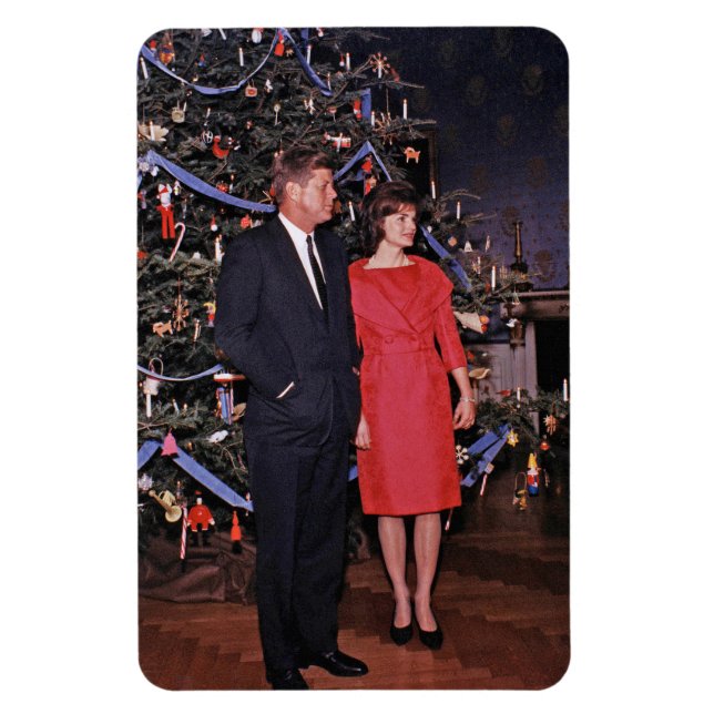 Ímã Árvore de Natal Presidente John Kennedy & Jacqueli (Vertical)