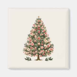 Imã Árvore de Natal retrô com enfeites rosa