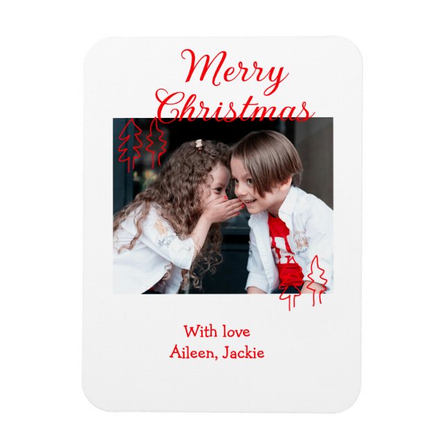 Ímã Árvore de Natal retrô Natal crianças foto na (Vertical)