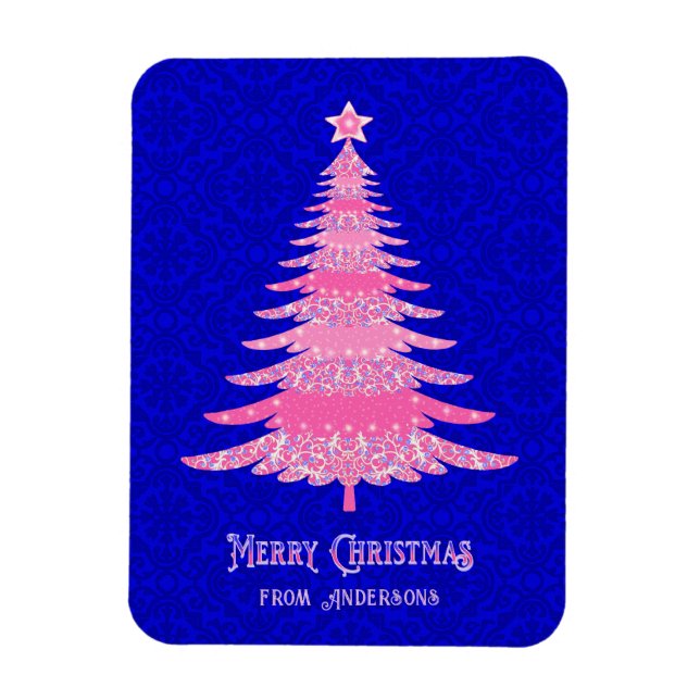 Ímã Árvore de Natal Rosa Personalizada Moderna do Spar (Vertical)