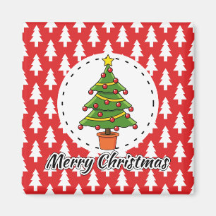 Imã Árvore de Natal sobre Pinheiros Vermelhos - Feliz