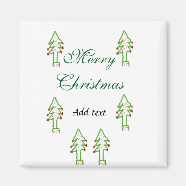 Imã Árvore de Natal verde cereja vermelha alegria Nata (Frente)