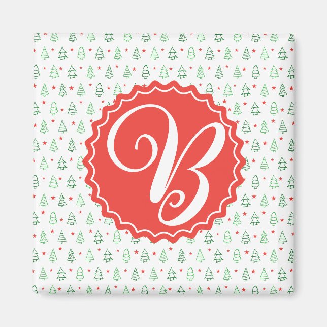 Imã Árvore de Natal Vermelha e Verde (Frente)