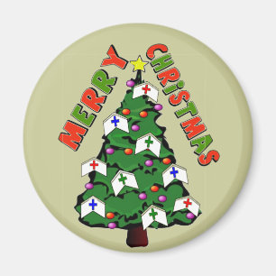 Imã Árvore do boné da enfermeira do Feliz Natal