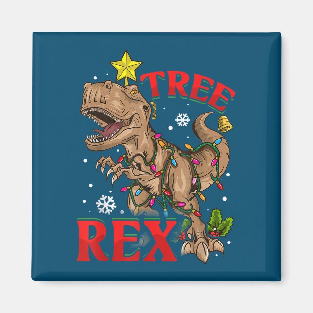 Imã Árvore do Dinossauro de Natal Rex Luzes TRex Xmas  (Frente)