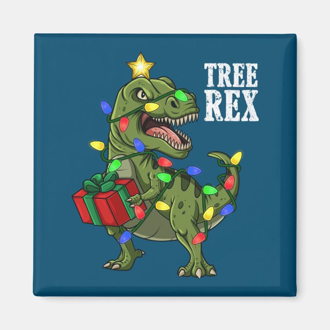 Imã Árvore do Dinossauro de Natal Rex Meninas Crianças (Frente)