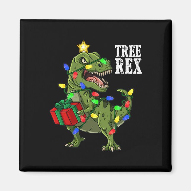 Imã Árvore do Dinossauro de Natal Rex Meninas Crianças (Frente)