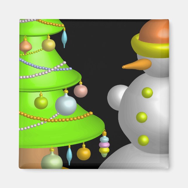 Imã Árvore do Natal e boneco de neve (Frente)