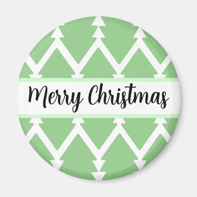 Imã Árvore Feliz de Natal Design verde claro" (Frente)