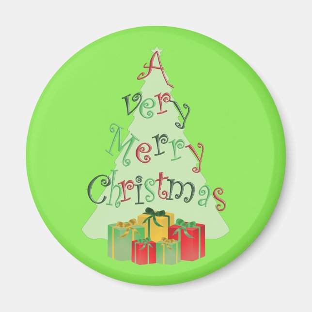 Imã Árvore Feliz de Natal e Apresenta Magnets (Frente)