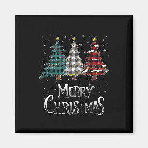 Imã Árvore Feliz de Natal Xmas Buffalo Xadrez Vermelho