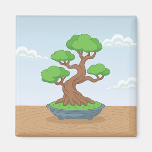 Imã Árvore japonesa de Bonsai tortuosa sobre a mesa