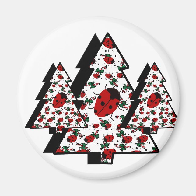Imã Árvore Ladybug de Natal (Frente)