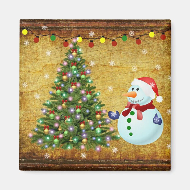 Imã Árvore Natal Snowman (Frente)