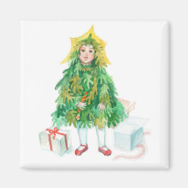 Imã Árvore natalina Festa de inverno linda garotinha