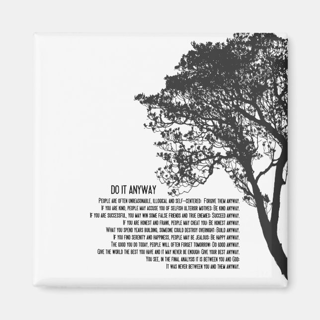 Imã Árvore Negra e Branca Faça de Qualquer Maneira (Frente)