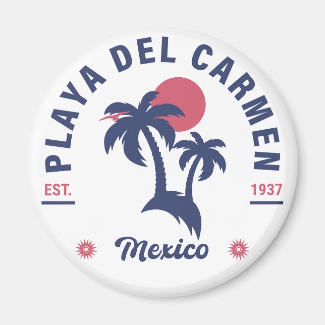 Imã Árvore Palm Playa del Carmen Retro 80s Placa Mexic (Frente)