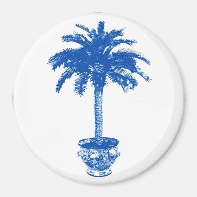 Imã Árvore Palm Potente - azul de cobalto e branco (Frente)
