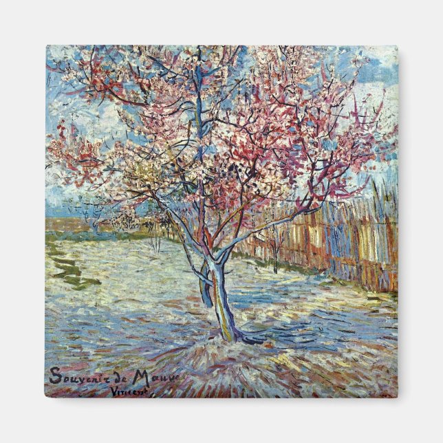 Imã Árvore Rosa Pêssego (F394) Van Gogh de Belas Artes (Frente)