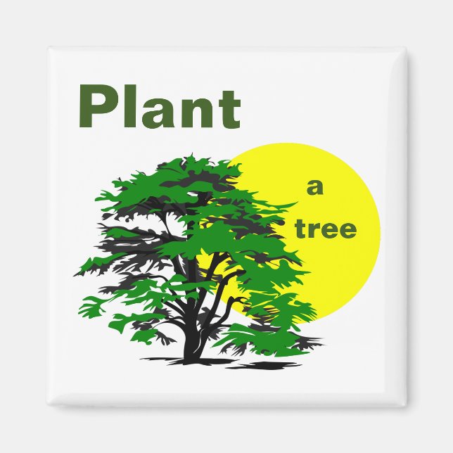 Imã Árvore Verde e Sol Amarelo, Plante uma árvore (Frente)