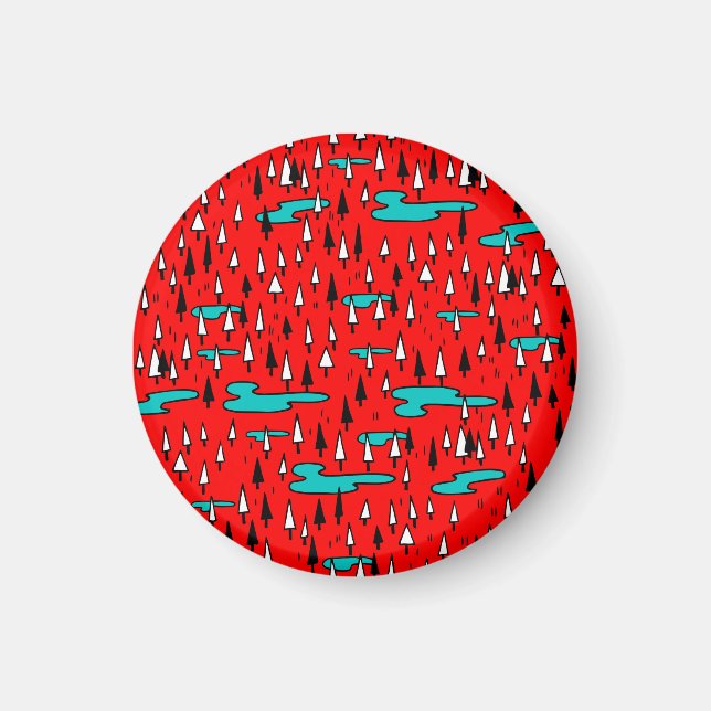 Imã Árvores de mão livre: Padrão de Natal escandinavo. (Frente)