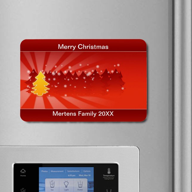 Ímã Árvores de Natal Apresentam Férias Amarelas Vermel (Christmas Trees Shades Yellow Red Holiday Flexible Magnet)