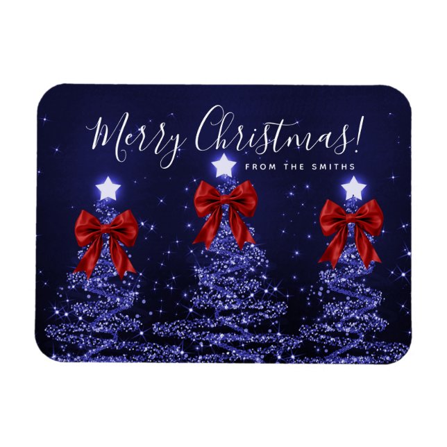 Ímã Árvores de Natal azuis da Marinha de Natal Saudaçã (Horizontal)