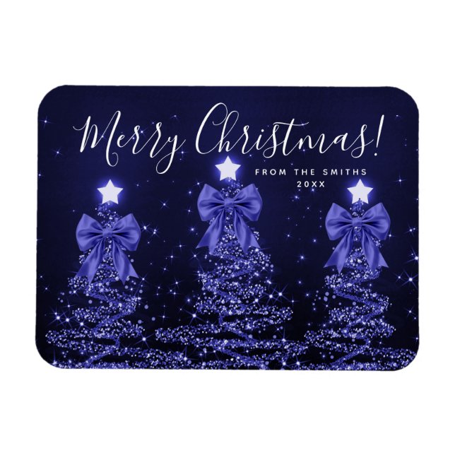 Ímã Árvores de Natal azuis elegantes de Natal (Horizontal)
