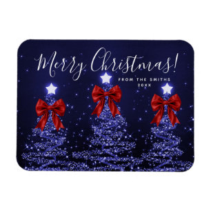 Ímã Árvores de Natal azuis elegantes de Natal Vermelho