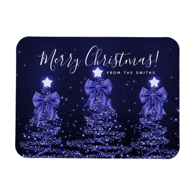 Ímã Árvores de Natal azuis marinho de Natal  (Horizontal)