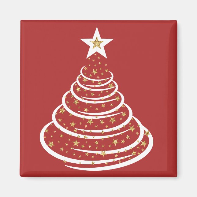 Imã Árvores de Natal Douradas e minimalistas (Frente)