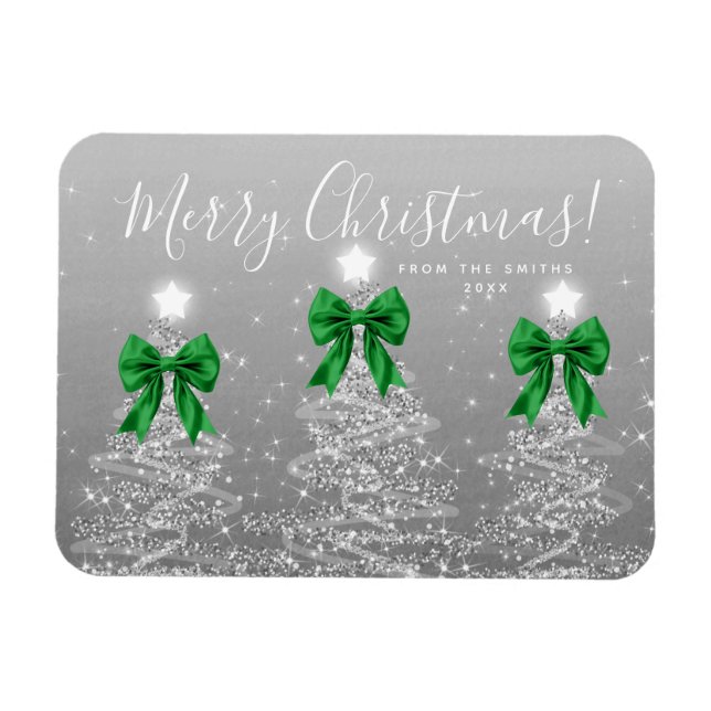 Ímã Árvores de Natal Prateadas de Férias Elegantes Ver (Horizontal)