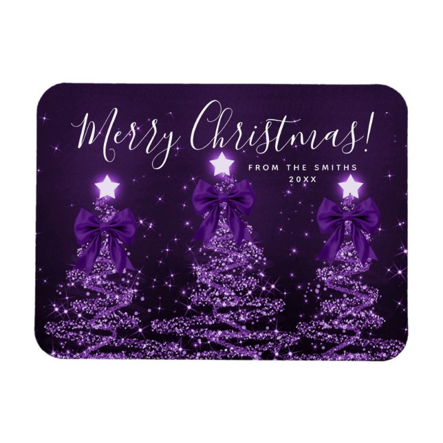 Ímã Árvores de Natal Roxas de Férias Elegantes (Horizontal)