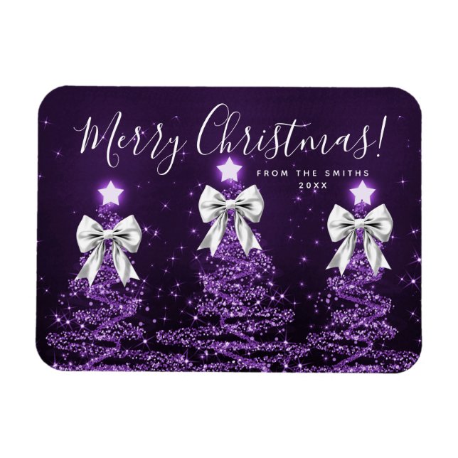 Ímã Árvores de Natal Roxas Elegantes de Férias Pratead (Horizontal)