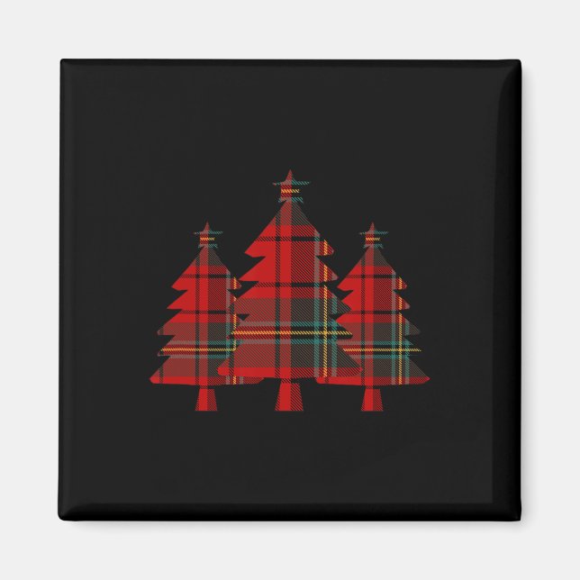 Imã Árvores de Pinheiros da Xadrez Vermelha (Frente)