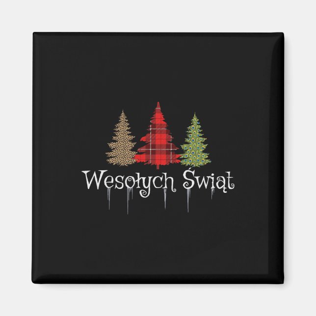 Imã Árvores de Xadrez Wesolych, Feliz Natal Polonês (Frente)