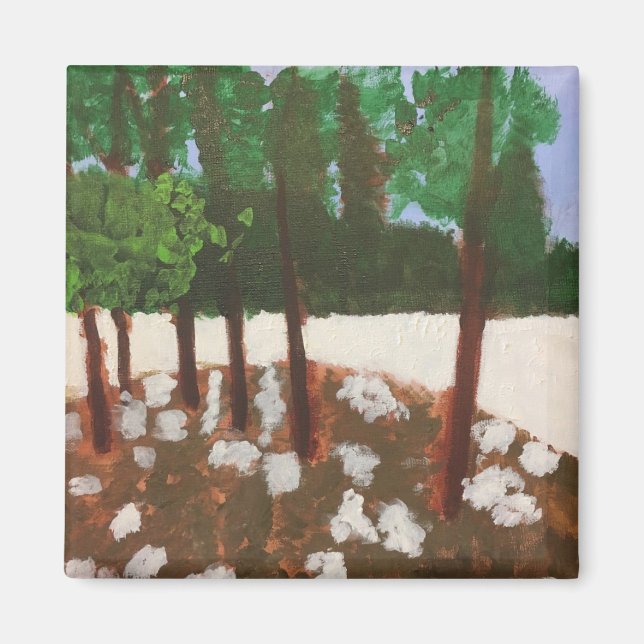 Imã Árvores e flores pintando ímã (Frente)