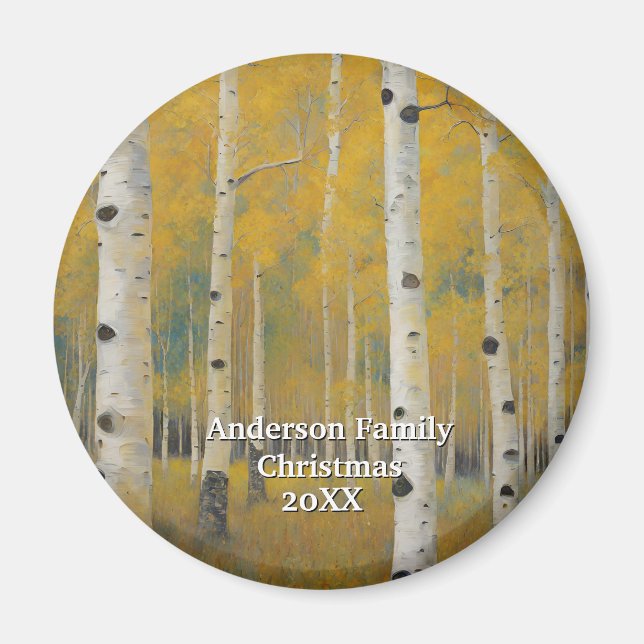 Imã Árvores Modernas de Aspen Douradas (Frente)