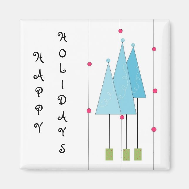 Imã Árvores Whimsical Azuis (Frente)