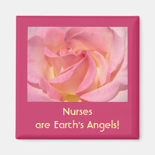 Imã As enfermeiras são Anjos da Terra! ímãs Rosa Rosa