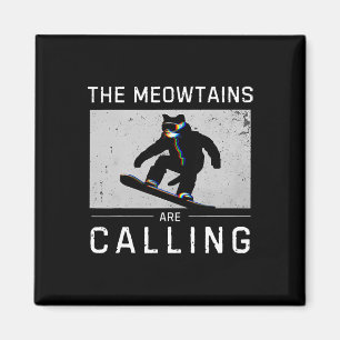 Imã As Montanhas Meow Estão Chamando Snowboard Gato Di